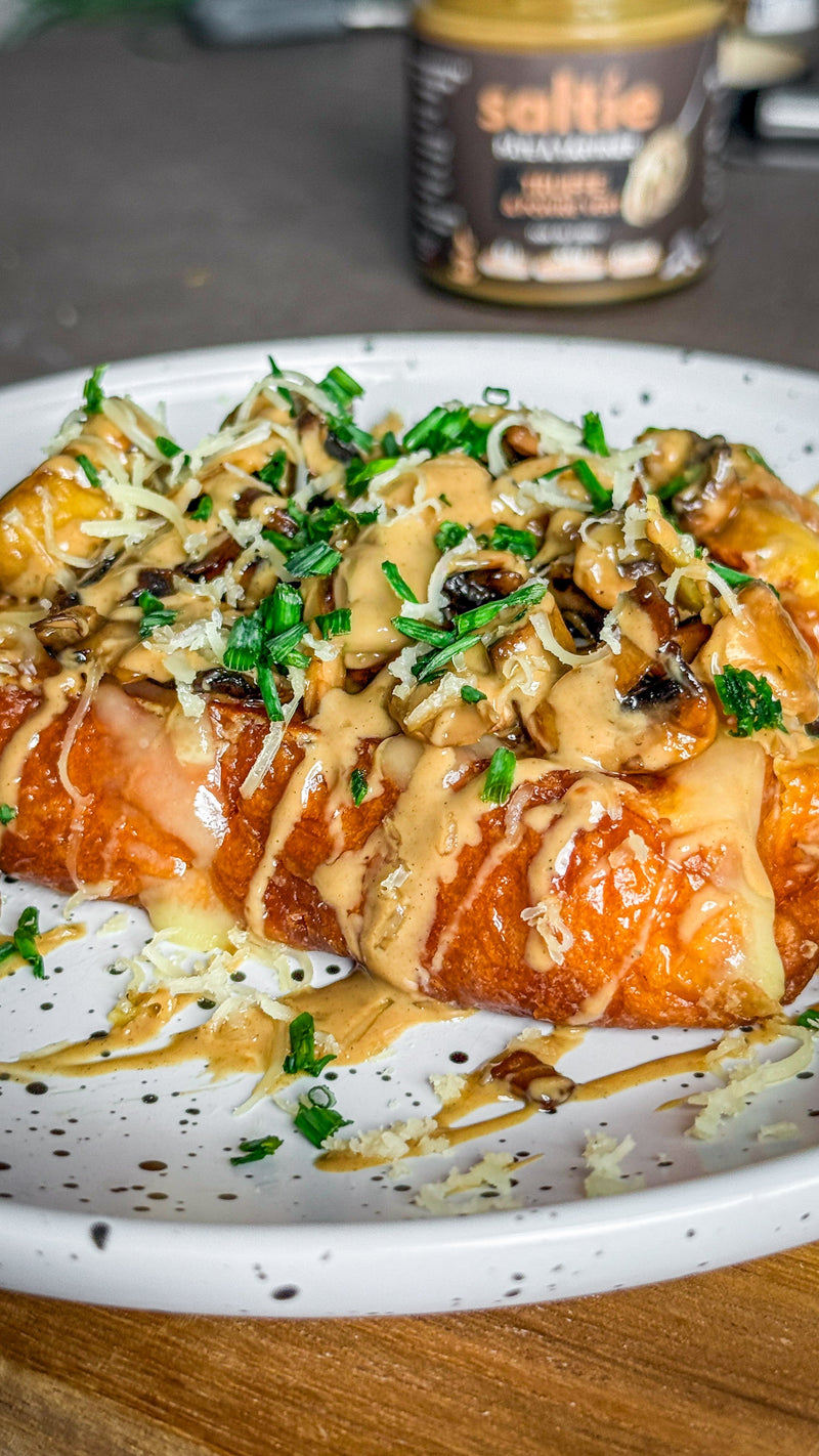 Brioche perdue salée truffe, comté & champignons