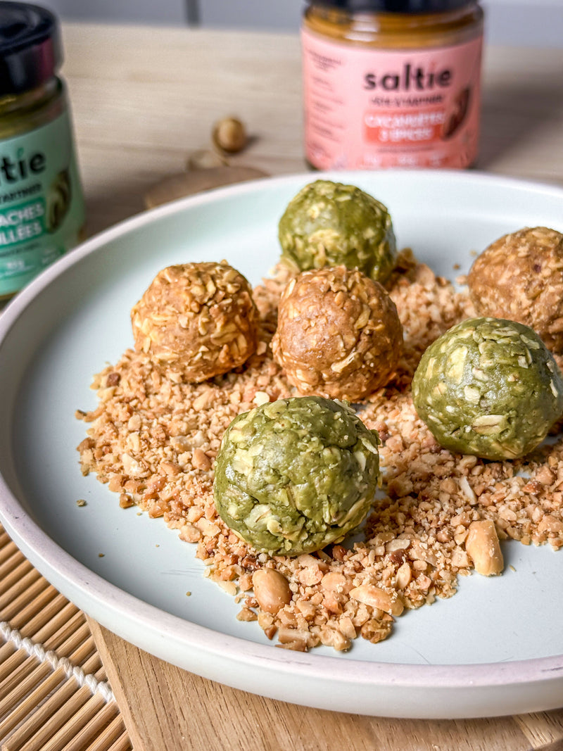Energy balls salées à la pâte à tartiner pistaches grillées