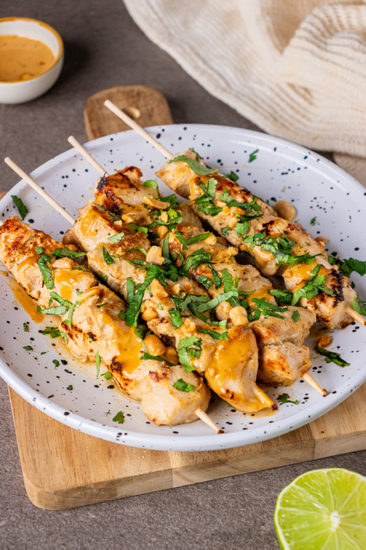 Brochettes de poulet sauce Saltie cacahuètes